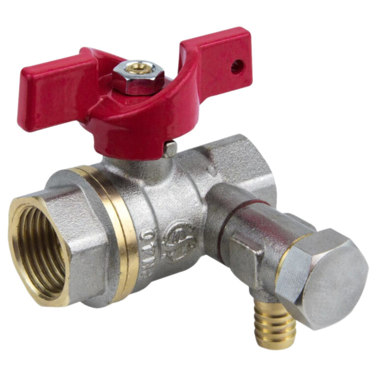 Кран шар Euro 1/2" г/г со спускником баб красная Aquasfera 1013-01
